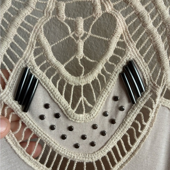 Free People Cream Star Lace  Dress with Bead Details S - Picture 11 of 16